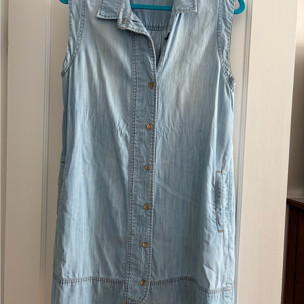 Sleeveless Light Blue Denim Shirt Dress Cloth & Stone Size M